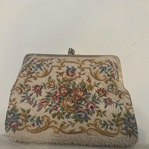 Edwardian Gilt Metal Needlepoint Purse